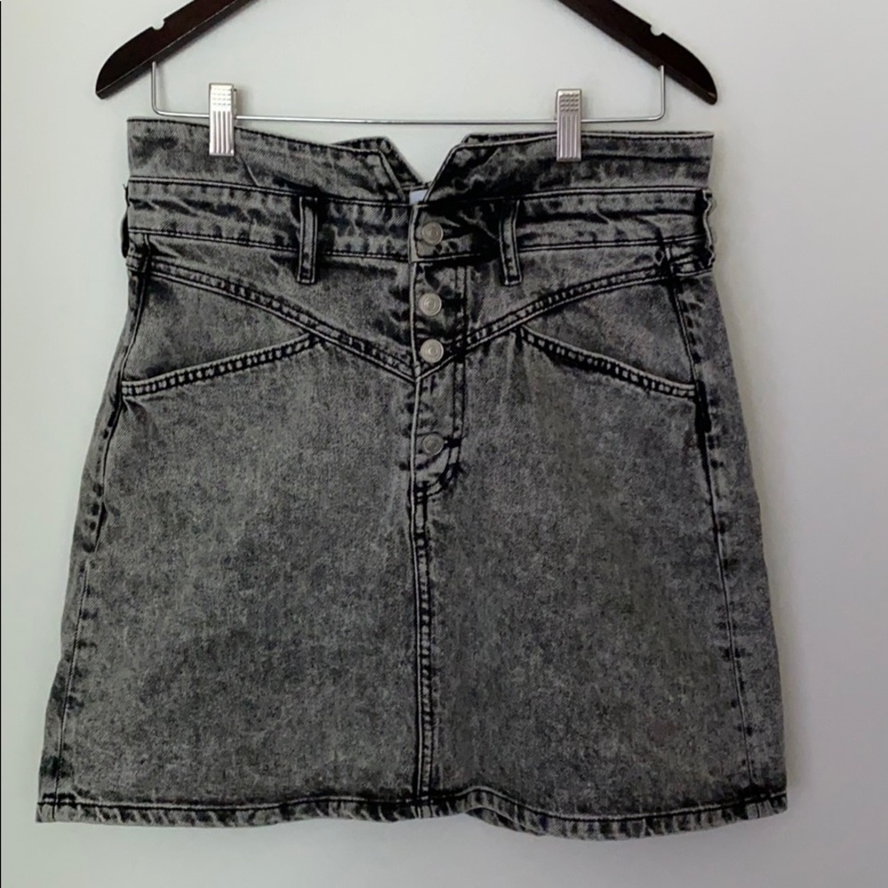 ZARA High Waisted Black Denim Skirt
